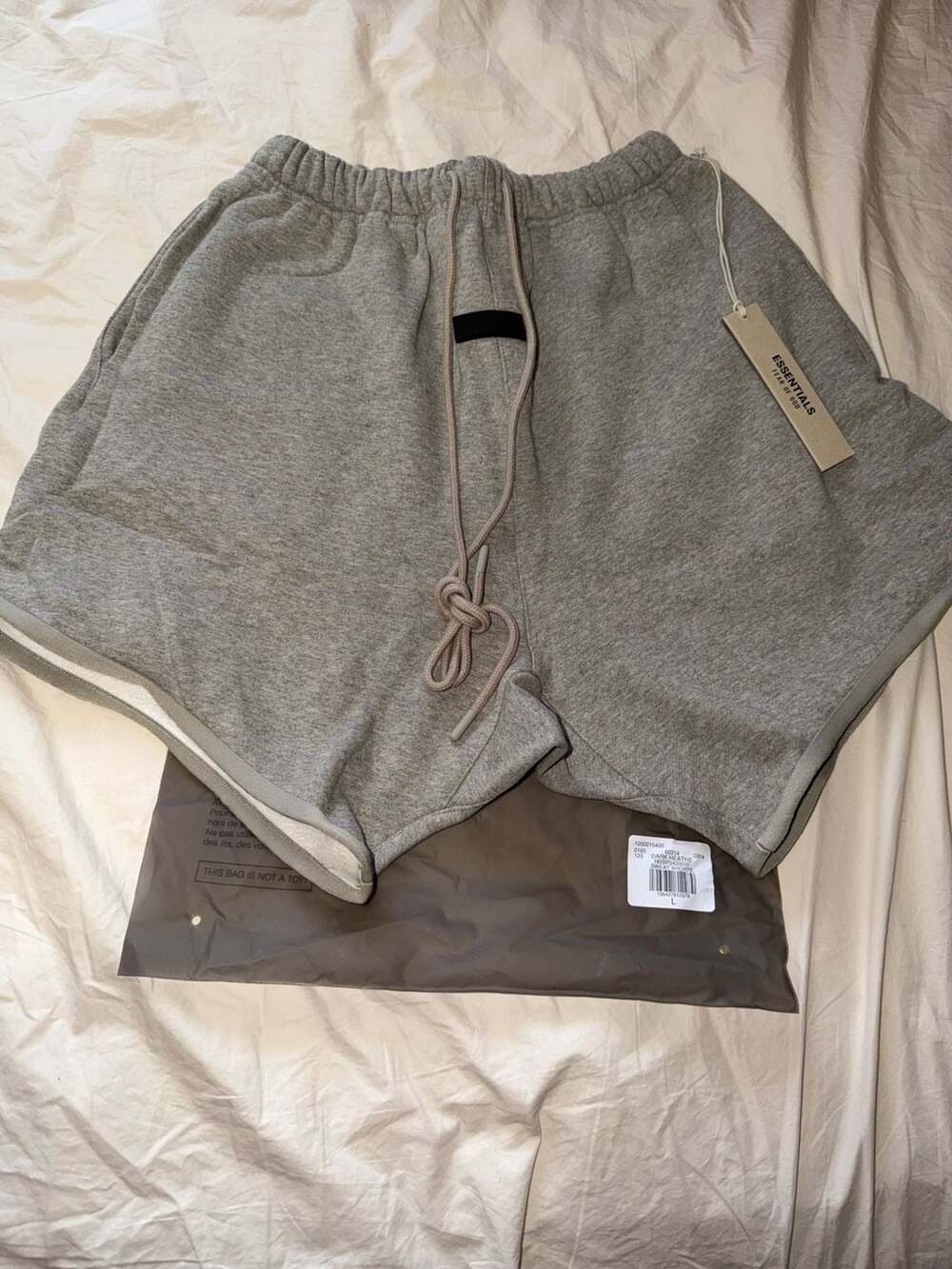 Fear of God Essentials Dark Heather Oatmeal Sweat Shorts Size L